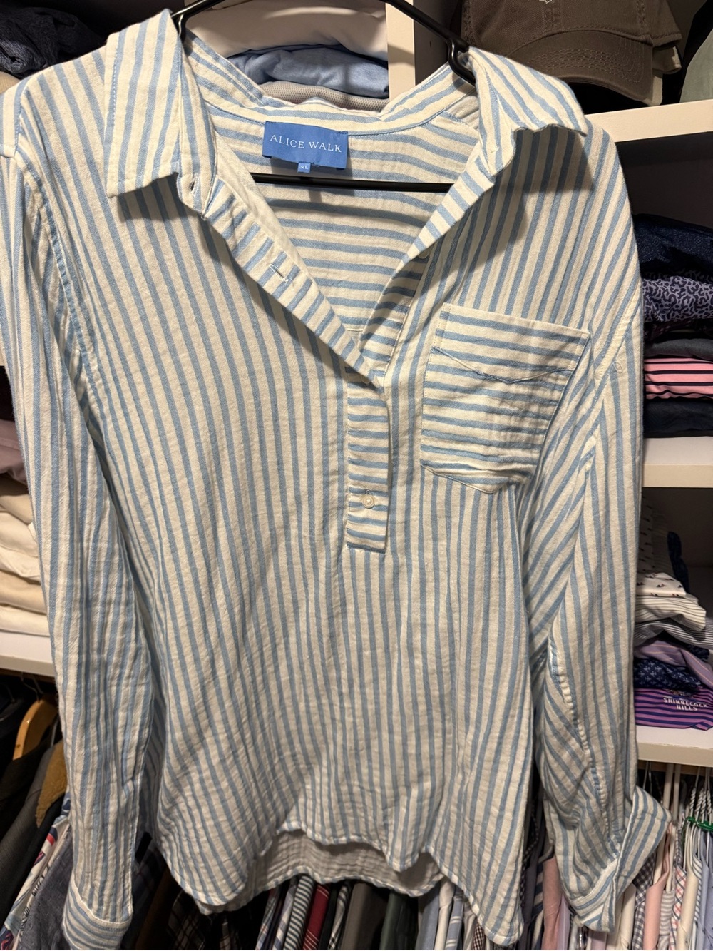 Alice Walk Striped Summer Pullover Top - Cloud/White